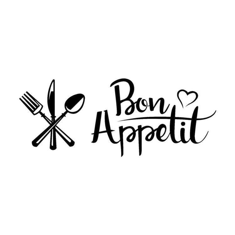 Knife and fork wall decal with Bon Appetit text