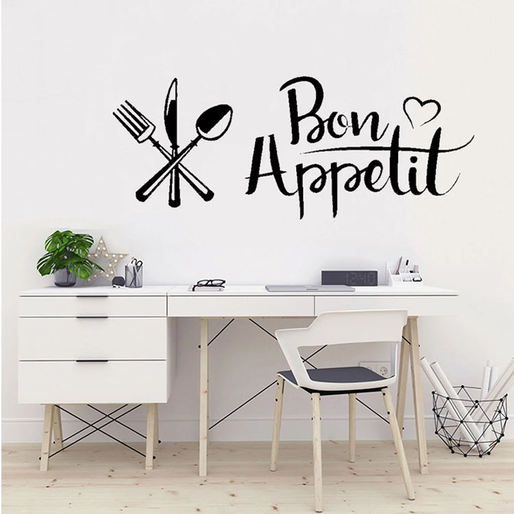 Knife and fork wall decal with Bon Appetit script