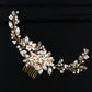 Bridal hair comb with crystal marquise rhinestones, pearl accents, and side comb teeth