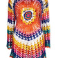 Front crochet tunic dress with multicolor circular mandala design, scoop neckline