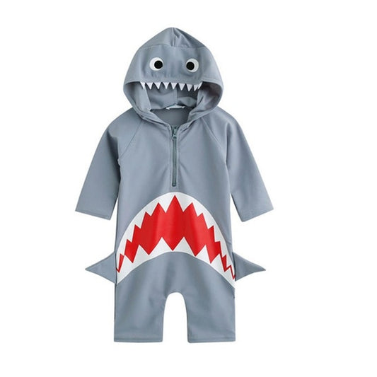 Blue Animal Sharks Swimsuit Baby Kid Bathing Suit Uv Protection Suit, S, XS