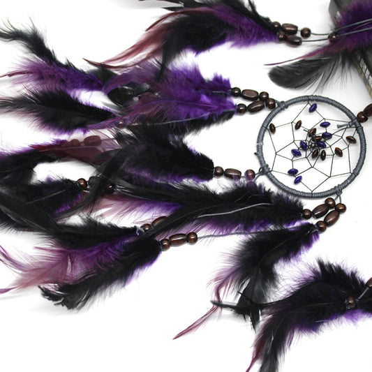 Creative Weaving Crafts Purple Feather Beads Dream Catcher Wall Hanging Jewelry, Purple Feather  Beads Dream Catcher