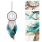 Dreamcatcher wall hanging with brown ring, white net, turquoise feather fringe and teal charm