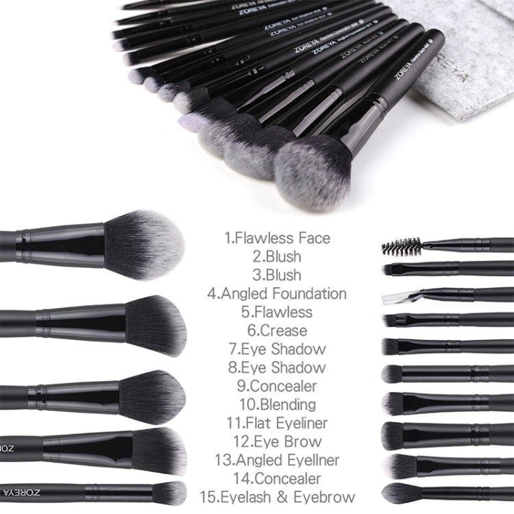 Eye makeup brush set with soft black bristles, black handles, and angled detail brushes