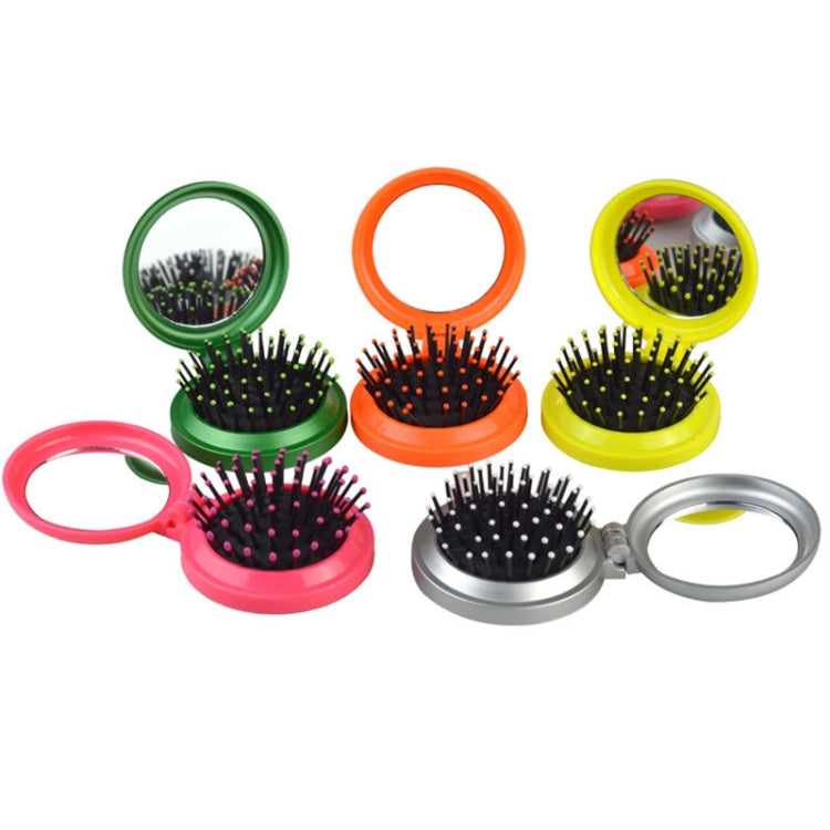 Assorted color round folding pocket hair brushes with spiked brush heads