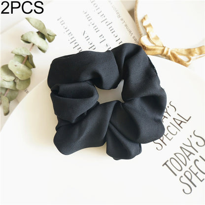 Black fabric scrunchie hair tie, large gathered swirl for ponytail styling