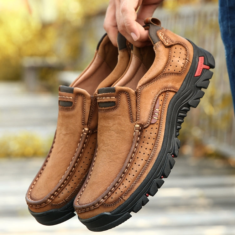 Brown suede hiking sneaker with cushioned lining and textured grip sole