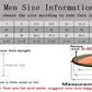 Men size information chart with foot length measurement diagram