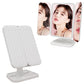 White three-fold LED makeup mirror with side panels and front viewing screen