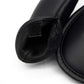 Black textured golf club head cover with open mouth and lined interior.