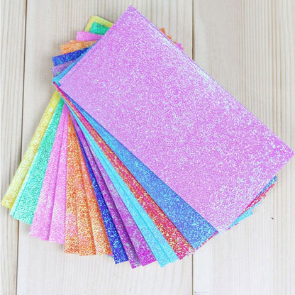 Glitter folding paper sheets in purple and rainbow colors, square cut crafts