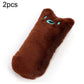 Catnip plush cat toy, 2-pack; brown fuzzy mouse with blue stitched eyes
