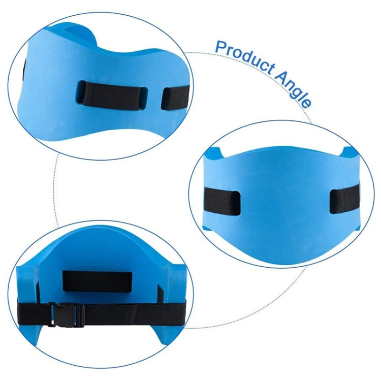 Blue EVA floating foam swim belt with black strap, showing adjustment sections