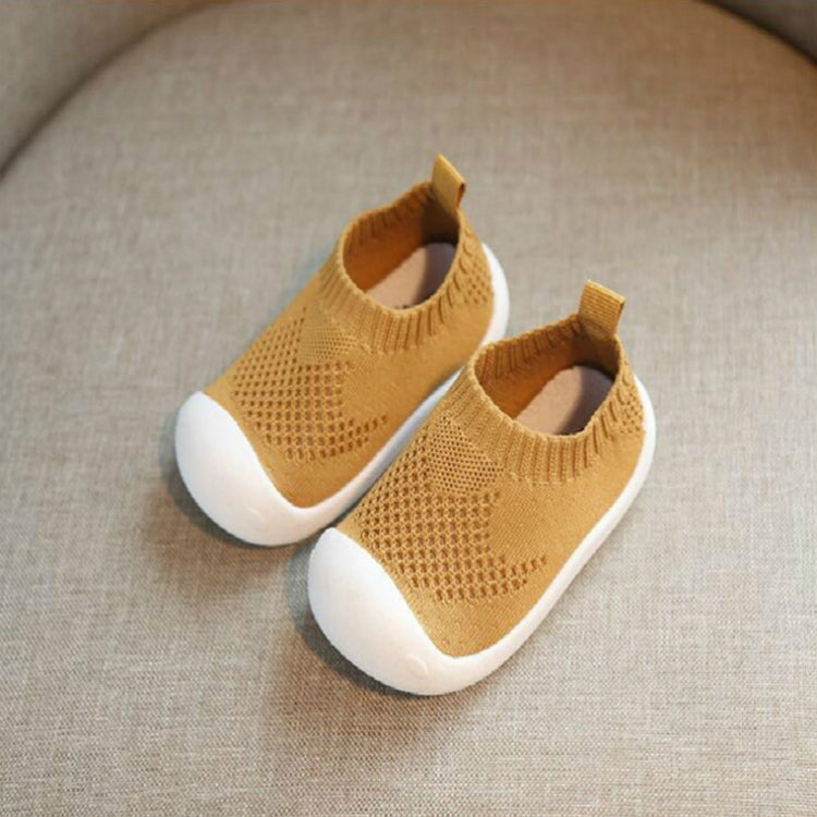 Infant toddler mesh slip-on shoes, khaki knit upper, white cushioned sole