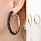 Girls hoop pearl earrings pair with gold oval hoops and white pearl beaded fringe