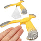 Yellow and gray eagle balance bird toy with clear triangular base, held in hand