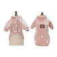 Pink star-pattern pet sweater with button placket and front logo patch (back view)