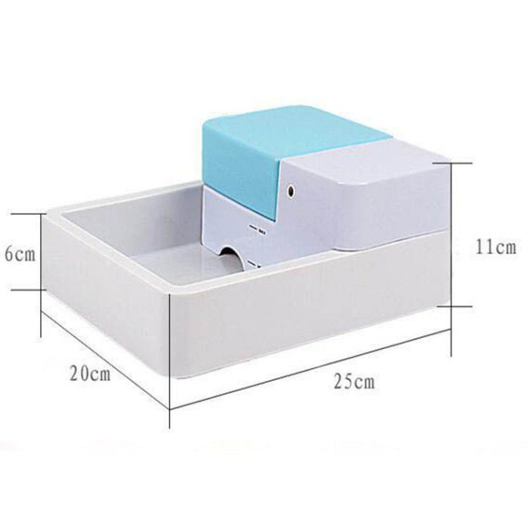 Automatic pet water dispenser with dimensions: 25cm wide, 20cm long, 11cm high