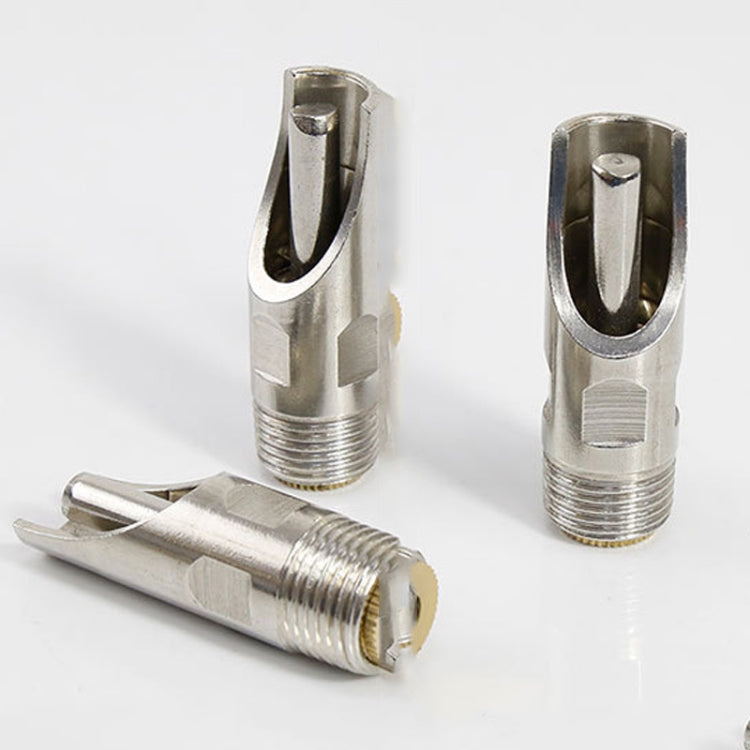 Stainless duckbill drinking fountain with threaded fitting and angled drinking nozzle