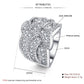 Silver-toned zircon pave ring with 18mm width and 3mm band shown in diagram