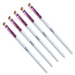 Set of 5 angled eyebrow and eyeshadow brushes with white handles and purple ferrules