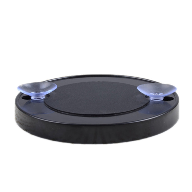 Black round makeup mirror base with two suction cups for secure mounting
