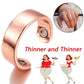 Rose gold open cuff ring angled view with three small magnetic disc details