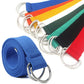 Assorted unisex canvas waist belts with silver double-ring buckles in blue, red, green, and more.
