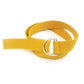 Unisex canvas waist belt, yellow with double-ring metal buckle and woven strap