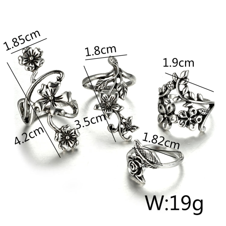 Floral vintage ring set size diagram with cm measurements and W:19g