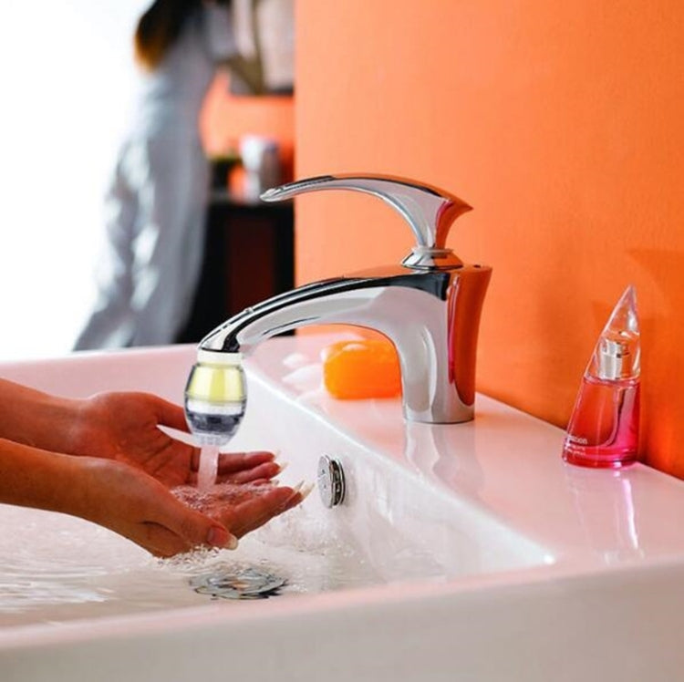 Tap water purifier faucet attachment with clear stream, handwashing under bathroom faucet
