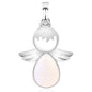 Angel wing pendant necklace with pale white teardrop crystal charm