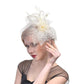 Ivory mesh hair fascinator with swirl rosette flower and dot tulle accents