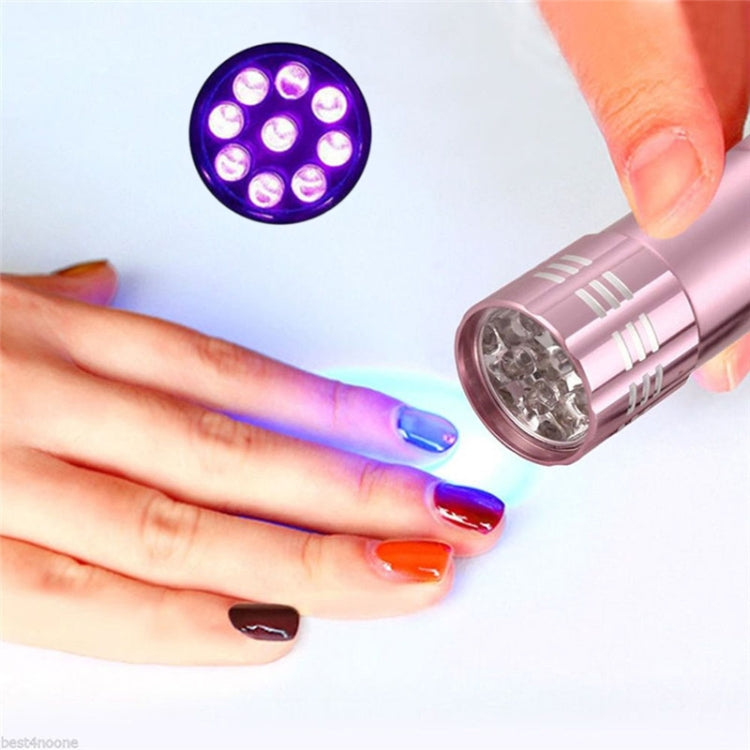 Pink mini LED UV nail dryer flashlight, two-pack with round purple LED panel