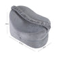 Light gray U-shaped knee pillow cushion with stitched fabric edges
