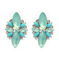 Teal crystal petal earrings with clear rhinestone details and gold-tone settings