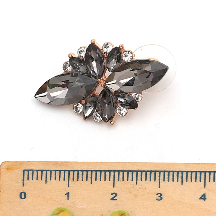 Smoky gray crystal flower earrings with marquise stones and small clear accents