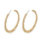 Gold-tone crystal hoop earrings, open teardrop shape, stud backs