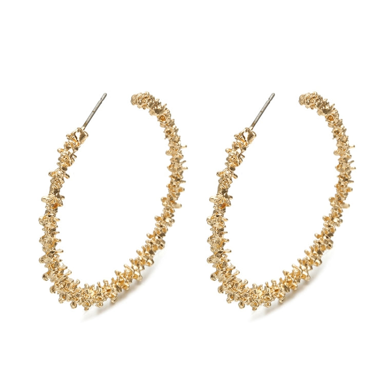 Gold-tone crystal hoop earrings, open teardrop shape, stud backs