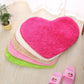 Heart-shaped bath mat, pink plush with white rim and non-slip backing
