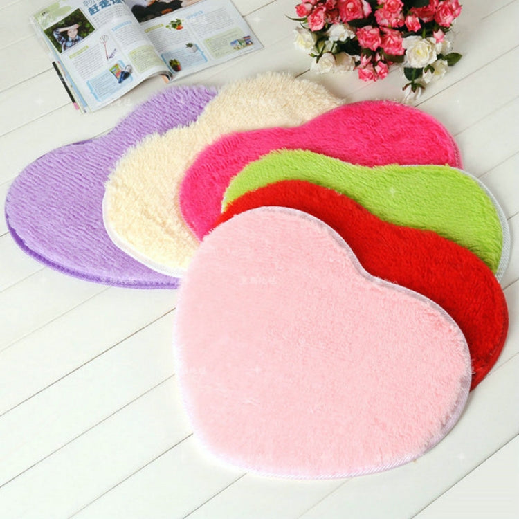 Heart-shaped bath mat set, pink front mat with plush texture and stitched edge