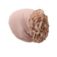 Solid Color Chiffon Big Cap Flower Pullover Turban Hat, One Size