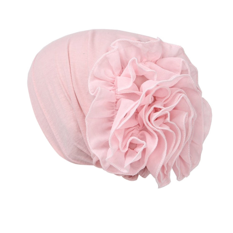 Solid Color Chiffon Big Cap Flower Pullover Turban Hat, One Size