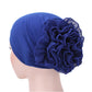 Solid Color Chiffon Big Cap Flower Pullover Turban Hat, One Size