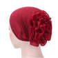 Solid Color Chiffon Big Cap Flower Pullover Turban Hat, One Size