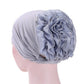 Solid Color Chiffon Big Cap Flower Pullover Turban Hat, One Size
