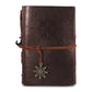 Vintage pirate spiral notebook journal with brown PU leather cover and sun charm leather tie