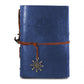 Pirate compass spiral notebook diary, blue PU leather cover with wrap strap and wheel charm