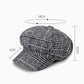 Autumn and Winter Retro Style Woolen Plaid Beret Octagonal Cap, 58cm