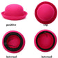 Pink felt dome hat with rolled brim, top and underside views